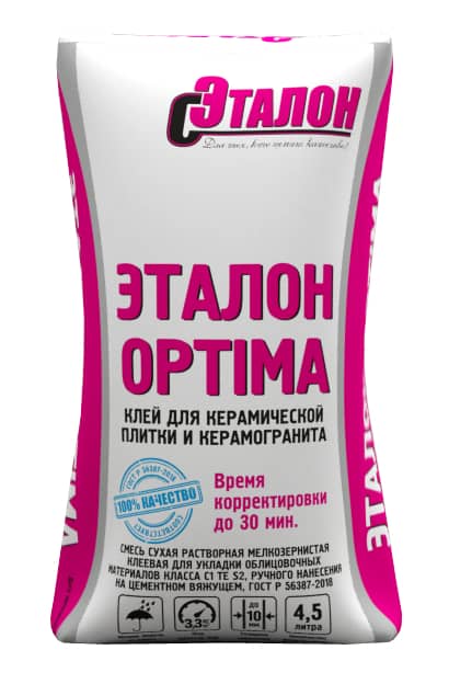 Эталон Optima клей плиточный, 25кг, цена, 