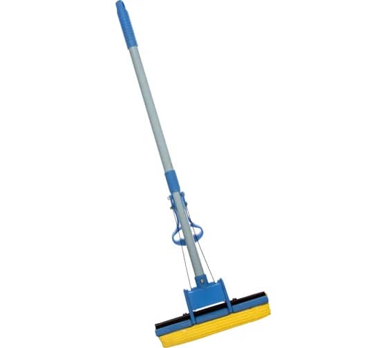 93516 Швабра отжимная 115 см, губка PVA 27х5,5х6 см, телескопическая рукоятка, голубая//Elfe