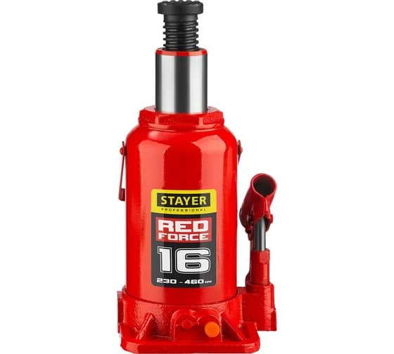 STAYER RED FORCE, 16 т, 230 - 460 мм, бутылочный гидравлический домкрат, Professional (43160-16)