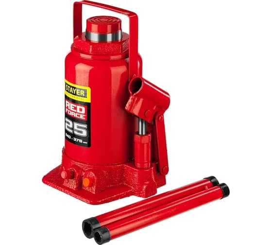 STAYER RED FORCE, 25 т, 240 - 375 мм, бутылочный гидравлический домкрат, Professional (43160-25)
