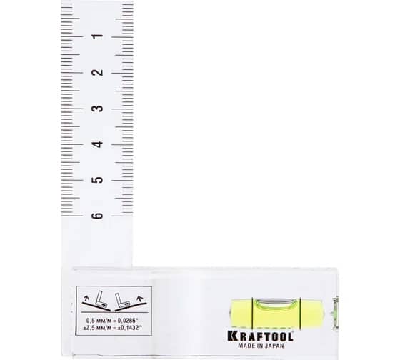 Kraftool Crystal 75 х 100 мм, компактный уровень-угольник