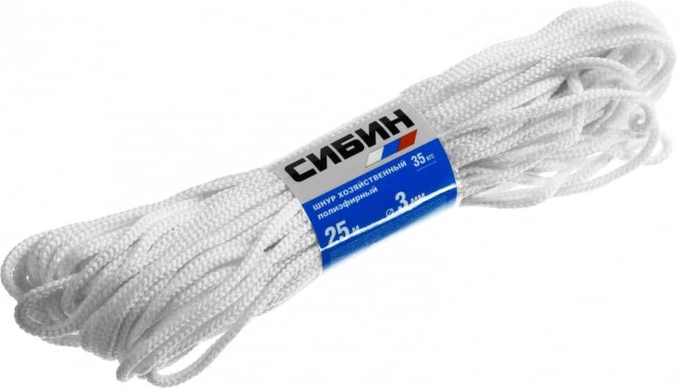 СИБИН 4 мм, 25 м, хозяйственный, полиэфирный шнур (50264)
