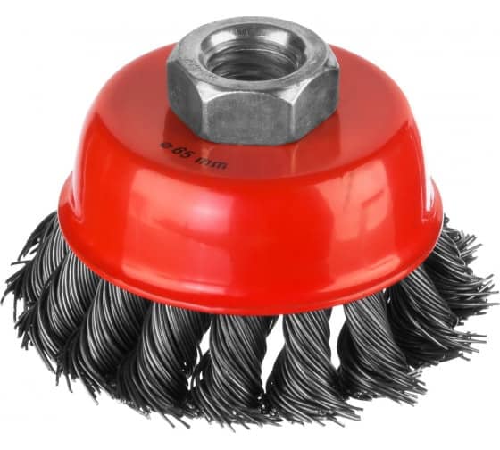 MIRAX 65 мм, жгутированная стальная проволока 0.5 мм, чашечная щетка-крацовка для УШМ (35104-065)