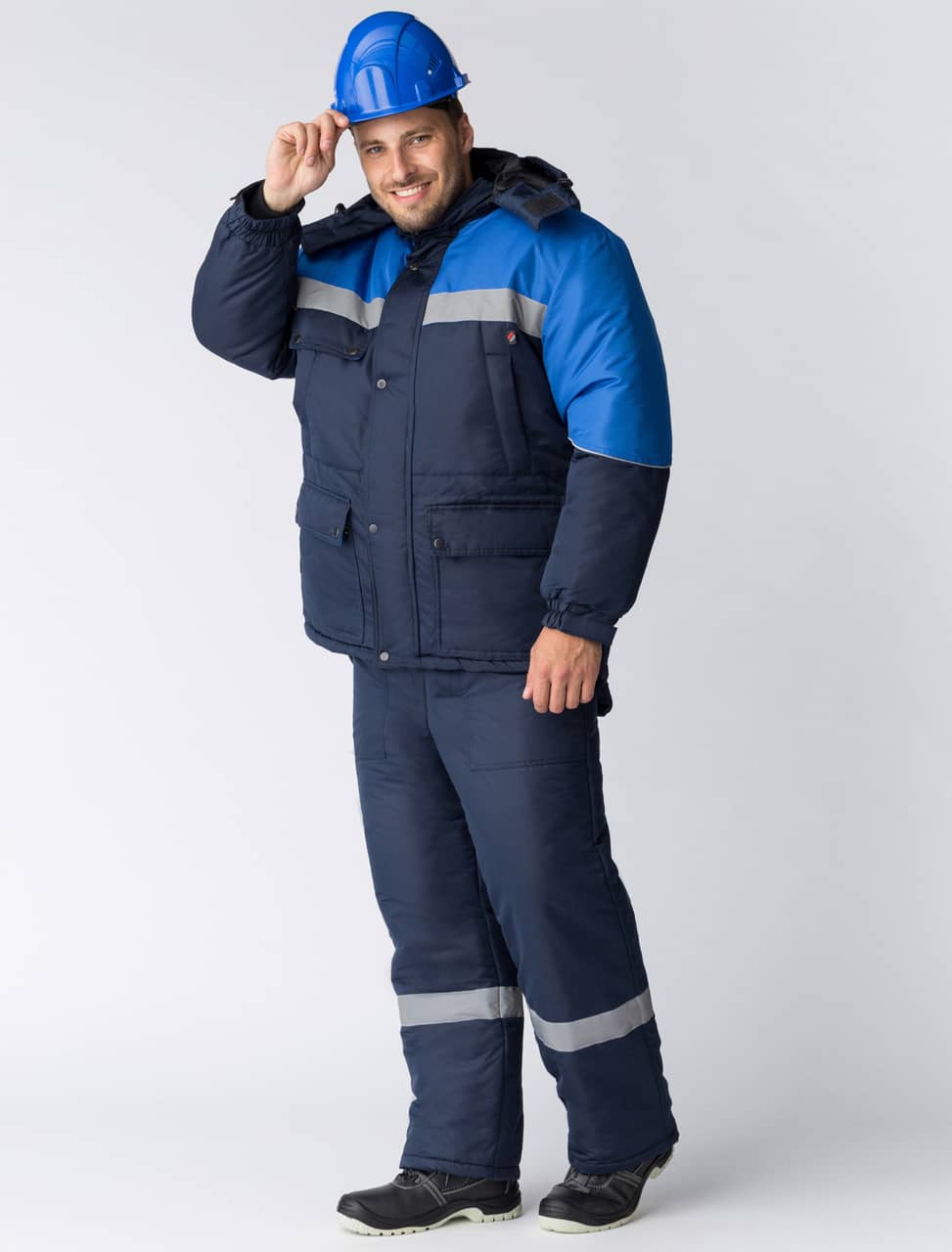 Костюм зимний Сибер Виндстоп СОП (тк.Таслан) п/к, т.синий/васильковый, 56-58/ 182-188