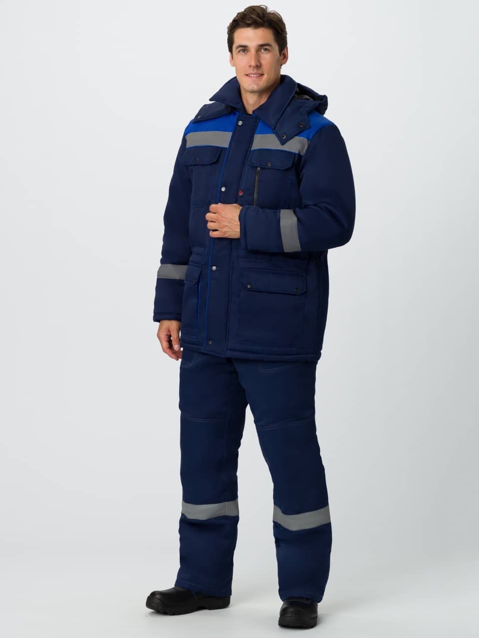 Костюм зимний Титан (тк.Смесовая,210) п/к, т.синий/васильковый, 68-70/ 170-176