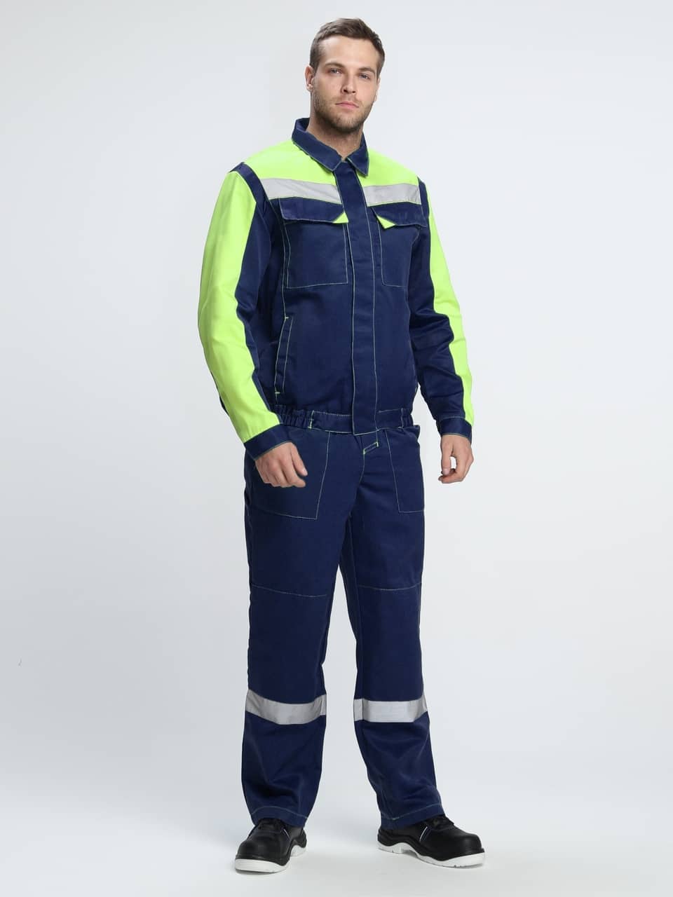 Костюм Сфера NEW (тк.Смесовая,210) п/к, т.синий/лимонный, 52-54/ 182-188