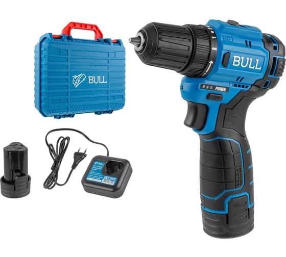 Аккум. дрель-шуруповерт BULL SR 1203 в чем. БЕСЩЕТ., 12 В, 37 Н*м, 2*2 А*ч акб, БЗП 10 мм